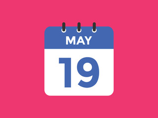 may 19 Calendar icon Design. Calendar Date 19th may. Calendar template 
