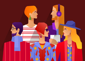 Group of people. Women and men vector illustration. - 520766257
