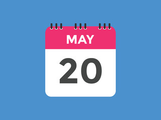 may 20 Calendar icon Design. Calendar Date 20th may. Calendar template 
