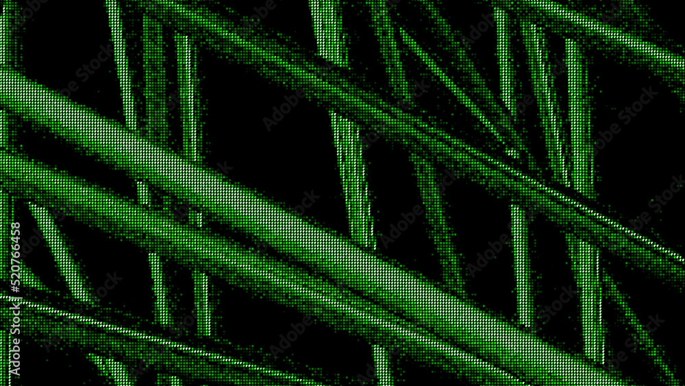 Poster vhs screen effect with slowly moving 3d lines on a black background. motion. glitch effect on a dark