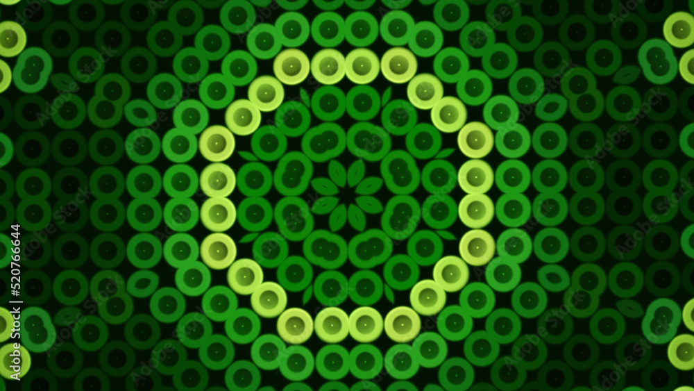 Poster green background. media.the green background is made like a mosaic and how it changes like a kaleido