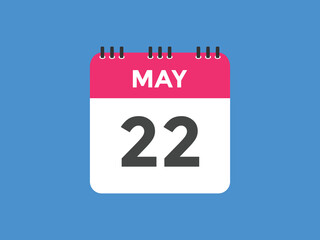 may 22 Calendar icon Design. Calendar Date 22th may. Calendar template 
