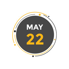 may 22 calendar reminder. 22th may daily calendar icon template. Vector illustration 
