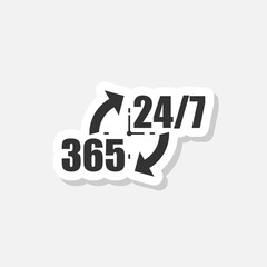 24 on 7 timing badge symbol sticker