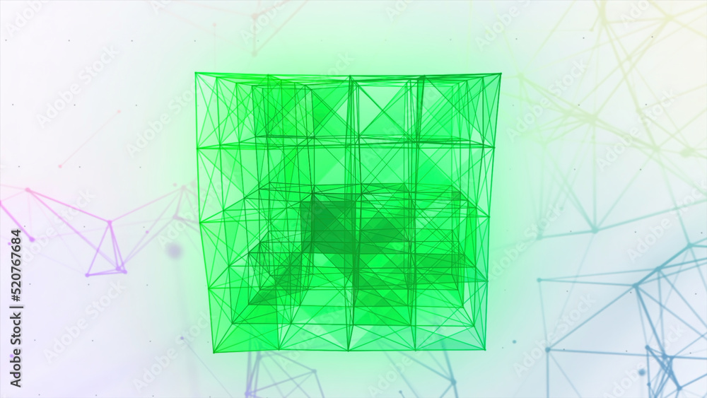 Poster light bright background.motion. a large rectangle made of thin lines in animation shimmers with diff