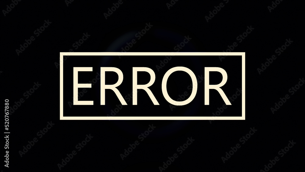 Poster loading with error on black background. motion. loading ring with inscription error. glowing ring wi
