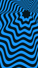 The concept of a distorted optical blue background. Abstract 3D illusion. Vector illustration.