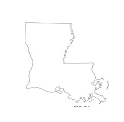 Blank Louisiana vector map silhouette illustration isolated on white background. High detailed illustration. United state of America country. Empty editable Louisiana line contour map.