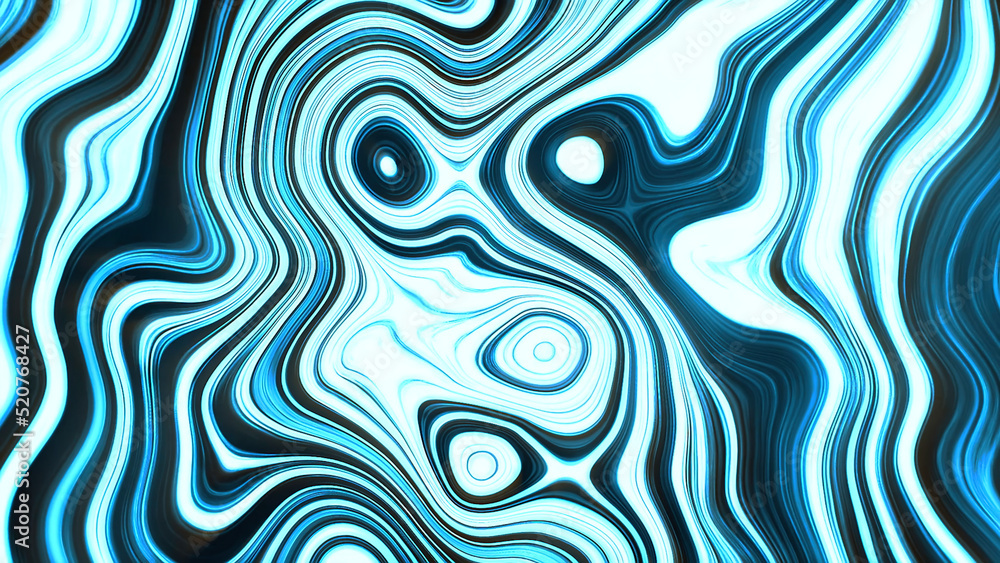 Poster bright white and blue patterns.motion.large multicolored blots in abstraction that move.