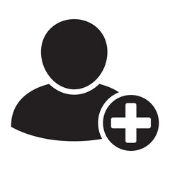 Obraz premium Add user vector Icon. New profile illustration symbol. Avatar sign or logo.
