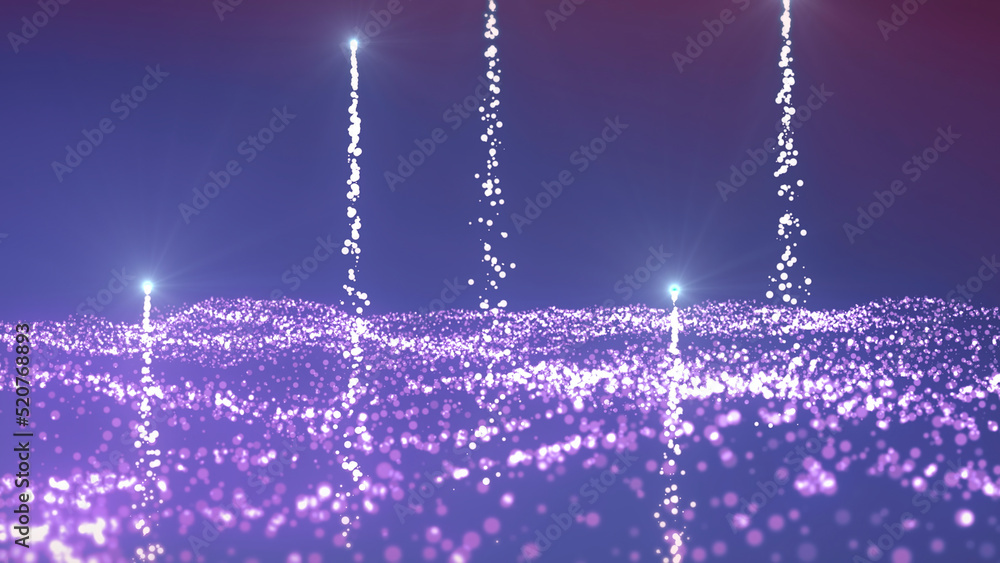 Poster purple background.motion.little sparkles shimmer and scatter in different directions on the footage 