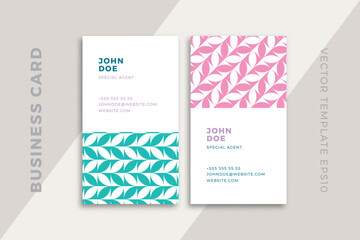 Trendy creative business card vertical templates. Corporate stationery mockup with modern geometric pattern. Simple vector editable background with sample text. EPS10