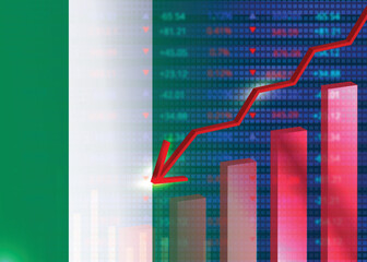 Economic crisis in Niger.Financial crisis concept.Niger flag with stock chart
