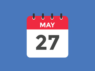 may 27 calendar reminder. 27th may daily calendar icon template. Vector illustration 
