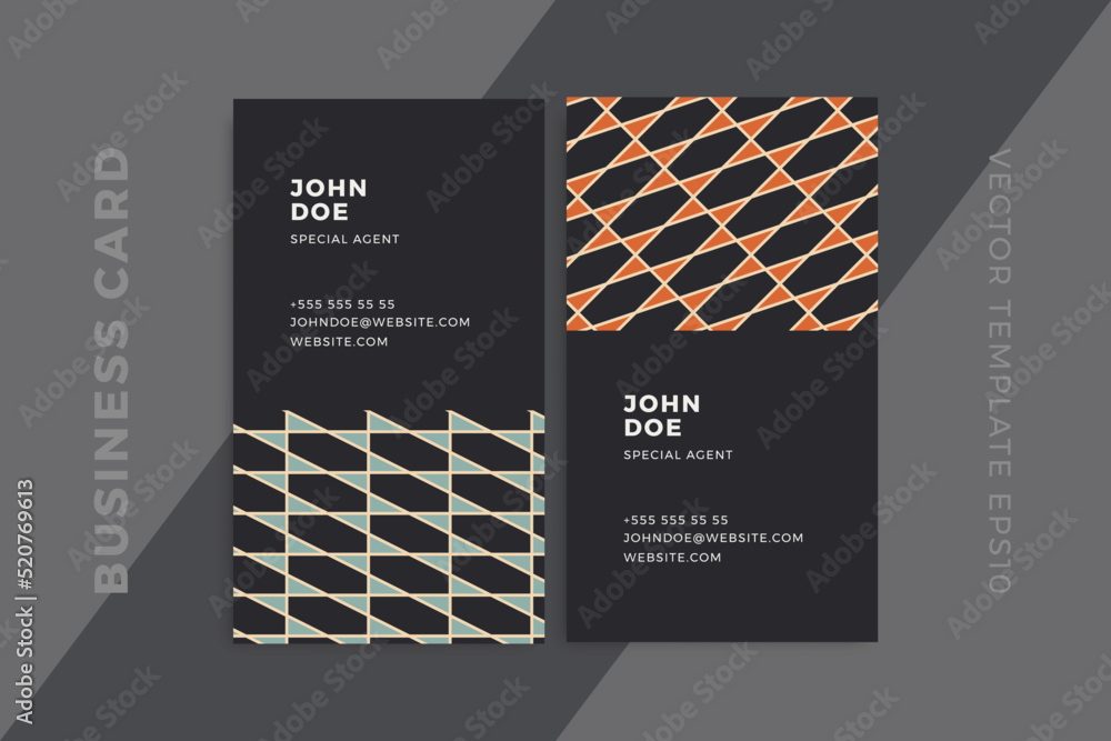 Aufkleber trendy abstract business card vertical dark templates. corporate stationery mockup with modern minim