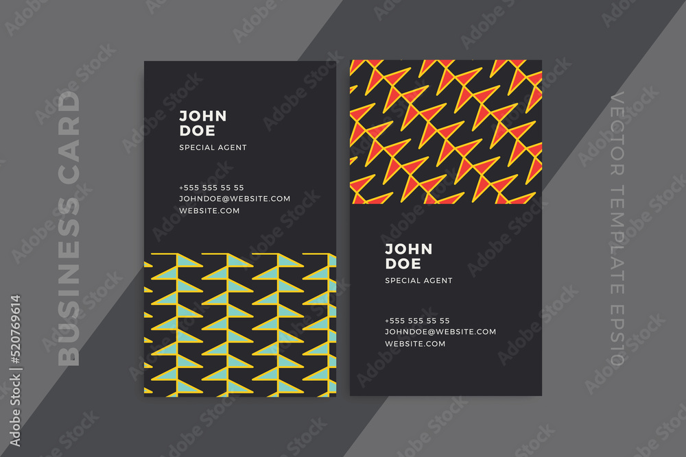 Aufkleber trendy abstract business card vertical dark templates. corporate stationery mockup with modern minim