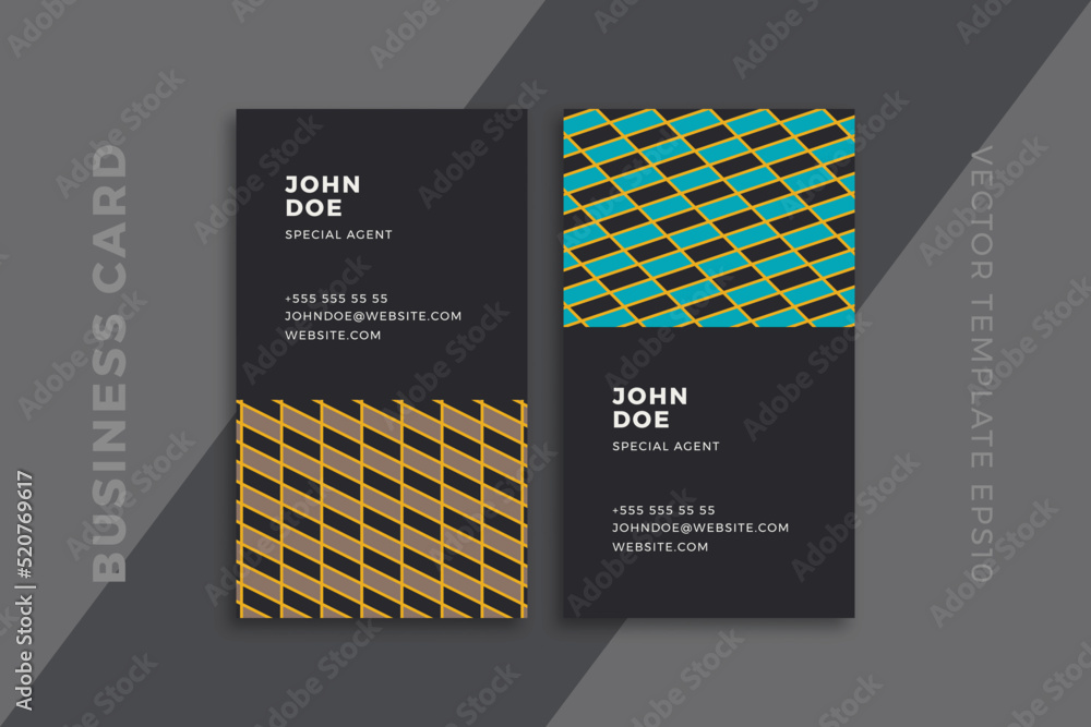 Aufkleber trendy abstract business card vertical dark templates. corporate stationery mockup with modern minim
