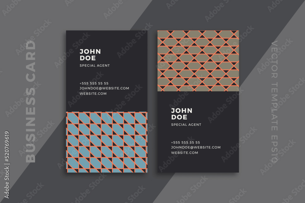 Aufkleber trendy abstract business card vertical dark templates. corporate stationery mockup with modern minim