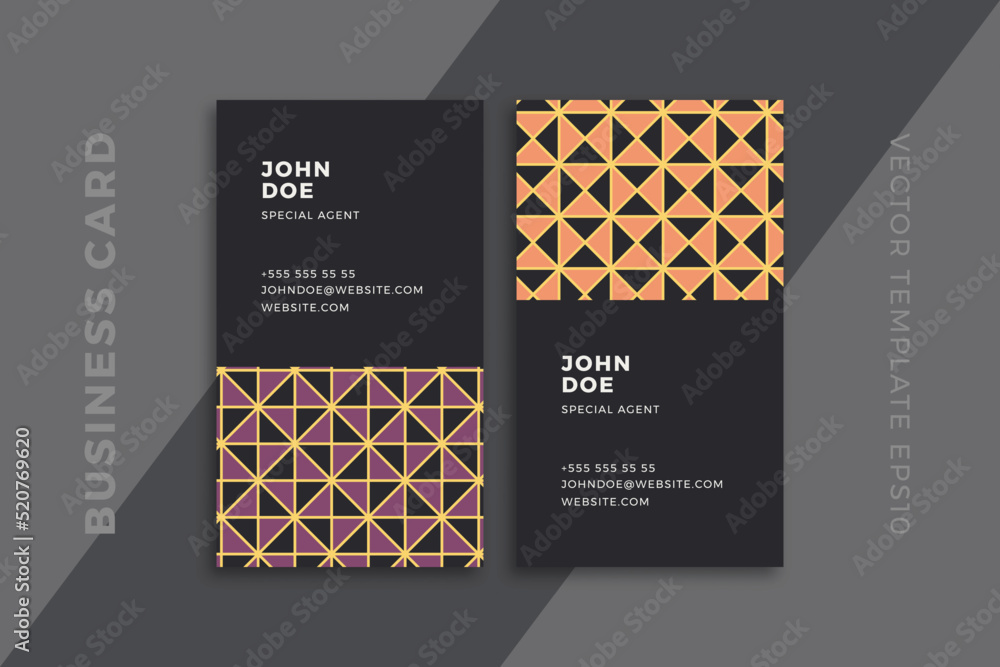 Aufkleber trendy abstract business card vertical dark templates. corporate stationery mockup with modern minim