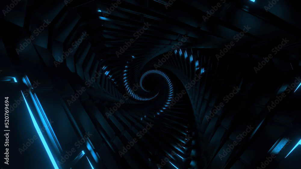 Poster movement in spiral with structure and neon stripes. design. futuristic 3d spiral with neon stripes. 