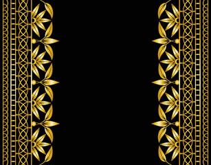 Couple golden ornament frame design vector on black color