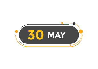 may 30 Calendar icon Design. Calendar Date 30th may. Calendar template 

