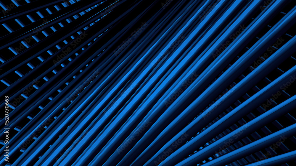 Poster abstract high tech pattern with blue endless round shaped long stripes. motion. bended texture of st