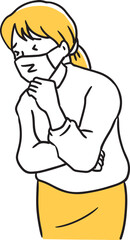 マスクしながら咳をする女性