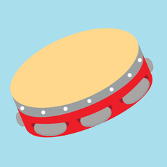 Tambourine, percussion instrument, illustration, vector