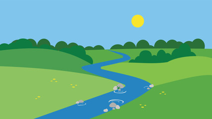 Landscape of the river valley on a sunny day © Volodymyr