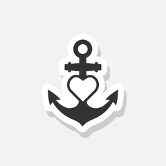 Anchor heart flat icon sticker