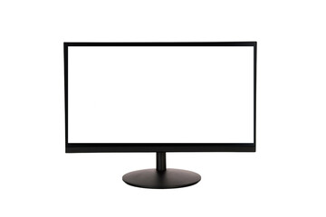 Black TV mockup with white screen on white background