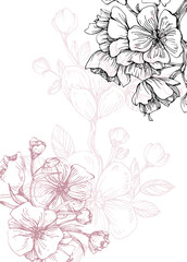 Sakura Abstract Hand Painted Illustrations for Wall Decoration, Postcard, Social Media Banner, Brochure Cover Design Background. Modern Abstract Painting Artwork. Vector Pattern