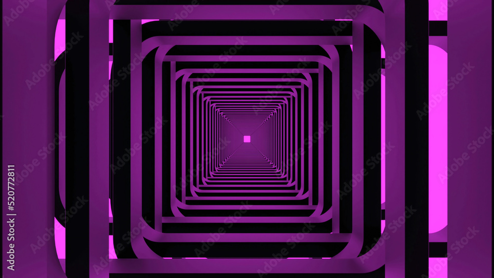 Poster movement through square 3d tunnel. design. 3d lines in square tunnel with colored background. looped
