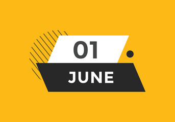 june 1 Calendar icon Design. Calendar Date 1st june. Calendar template 

