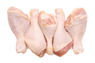 Raw chicken legs on white background isolated. Chicken meat. Diet meat.