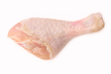 Raw chicken legs on white background isolated. Chicken meat. Diet meat.
