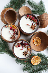 original candle in coconut from natural soy wax with a wooden wick