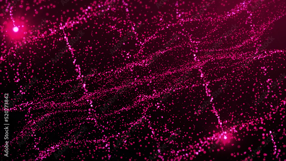 Poster pink and red glitter.motion.a bright background in computer graphics in the abstraction of glitter p