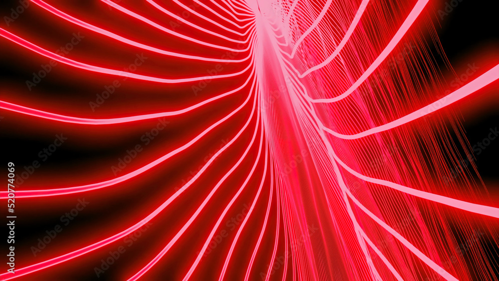 Poster neon 3d lines move in stream. design. abstract bright lines move alternately. abstract lines like sp