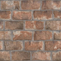 3D Realistic vintage red brick wall rendered seamless texture background image