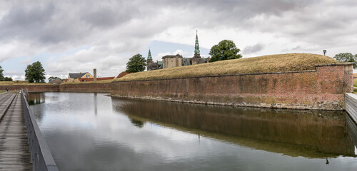Fototapeta na wymiar ramparts and moat at Kronborg castle, Helsingor, Denmark