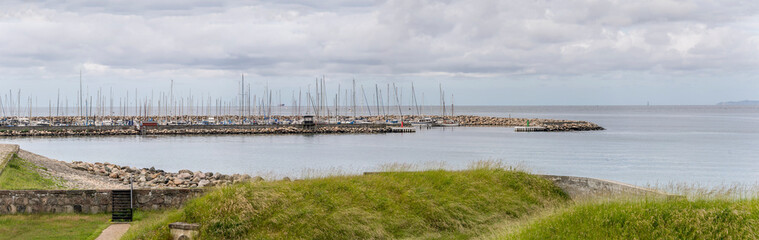 Fototapeta na wymiar leisure harbor on Oresund sea, Helsingor, Denmark