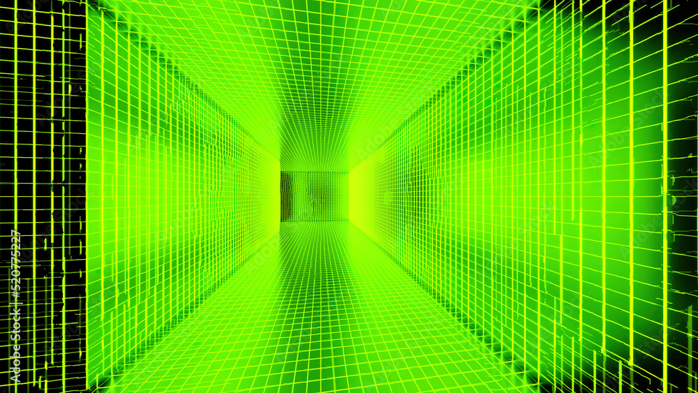 Poster bending and transforming digital world, computer processing visualization. design. concept of scient