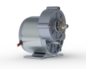 Direct current motor 3D rendering isolated on white background