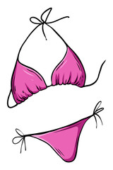 pink bikini, color vector illustration