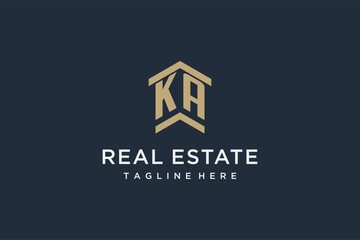 Fototapeta Initial KA logo for real estate with simple and creative house roof icon logo design ideas obraz