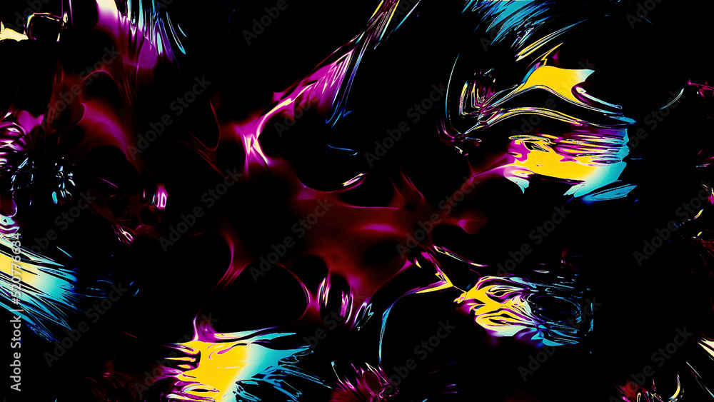 Poster abstract black fluid background with colorful lights, seamless loop. motion. viscous substance on a 