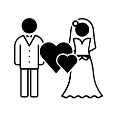Black solid icon for Wedding