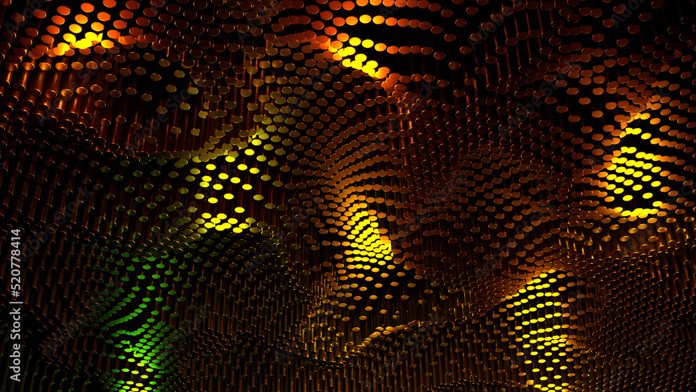 Poster abstract loopable animation with slowly flowing waves of particles. design. sci-fi and nanotechnolog